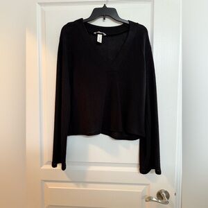 Black V-Neck Women's Top